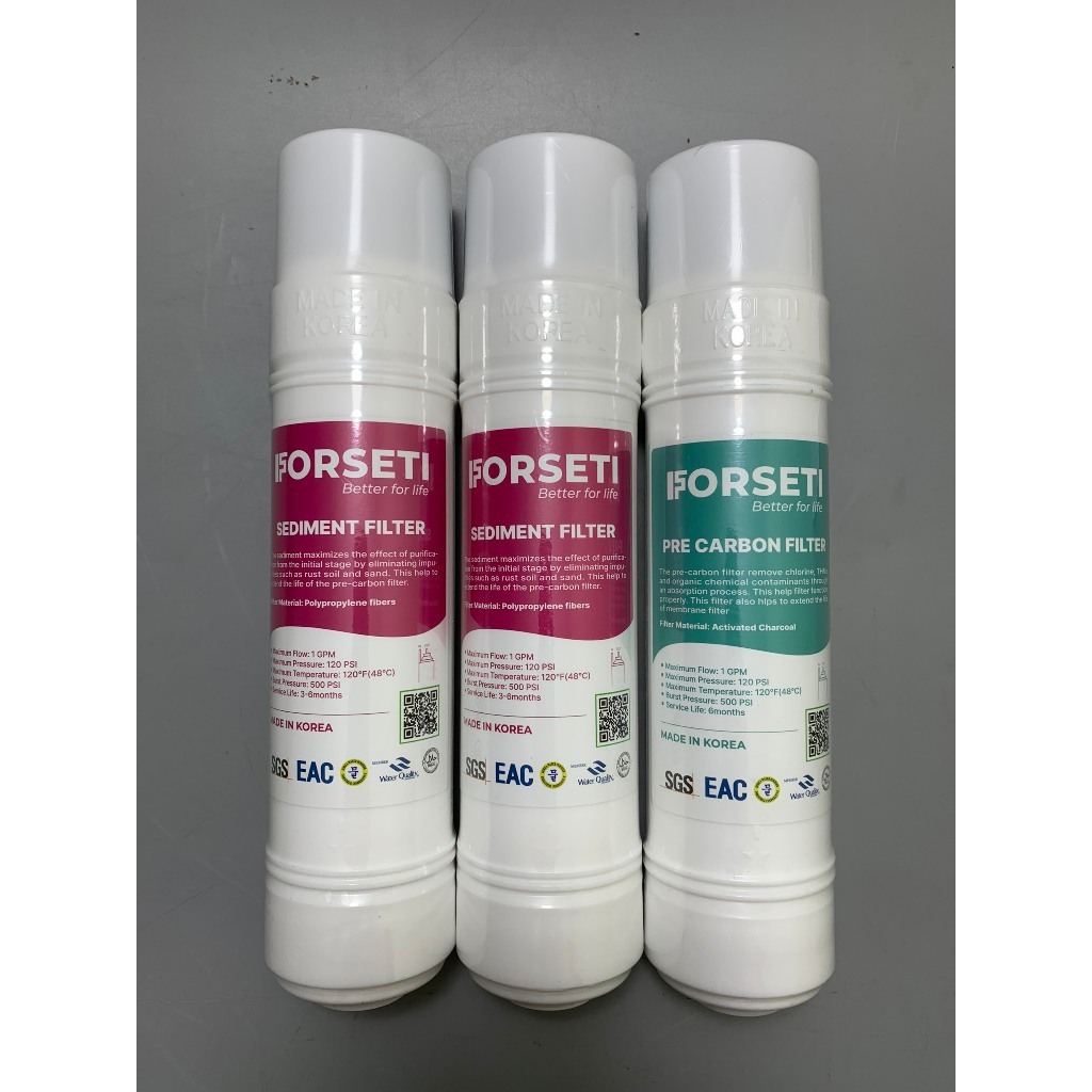 Combo 10 Lõi Lọc Forseti Gồm 3 Sed 2 Pre,1 Màng RO,1 Post ,1 Hydrogen ,1 Mineral, 1 Nano Model WPK-G61, WPK-G62, G60S