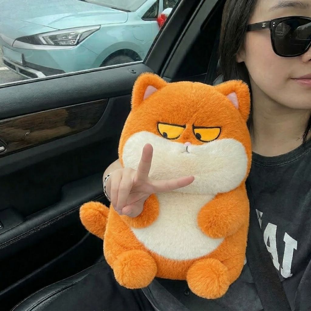 Gấu Bông Mèo Béo Ú Mắt Lườm Biểu Cảm Vô Tri Đáng Yêu, Thú Nhồi Bông Mèo Mập Tròn Mềm Mại Ôm Ngủ Cực Cưng