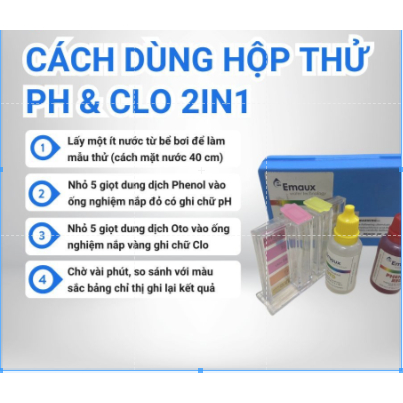 Bộ Test Nước Hồ Bơi Emaux, Bộ Test pH Và Clo 2in1, Bộ Kit Test Nước Bể Bơi - CE029
