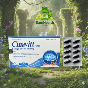 Viên Uống Hoạt huyết dưỡng não Ginkgo Biloba Extract 1200mg , lưu thông máu - Hộp 30 viên (Cinavitt)