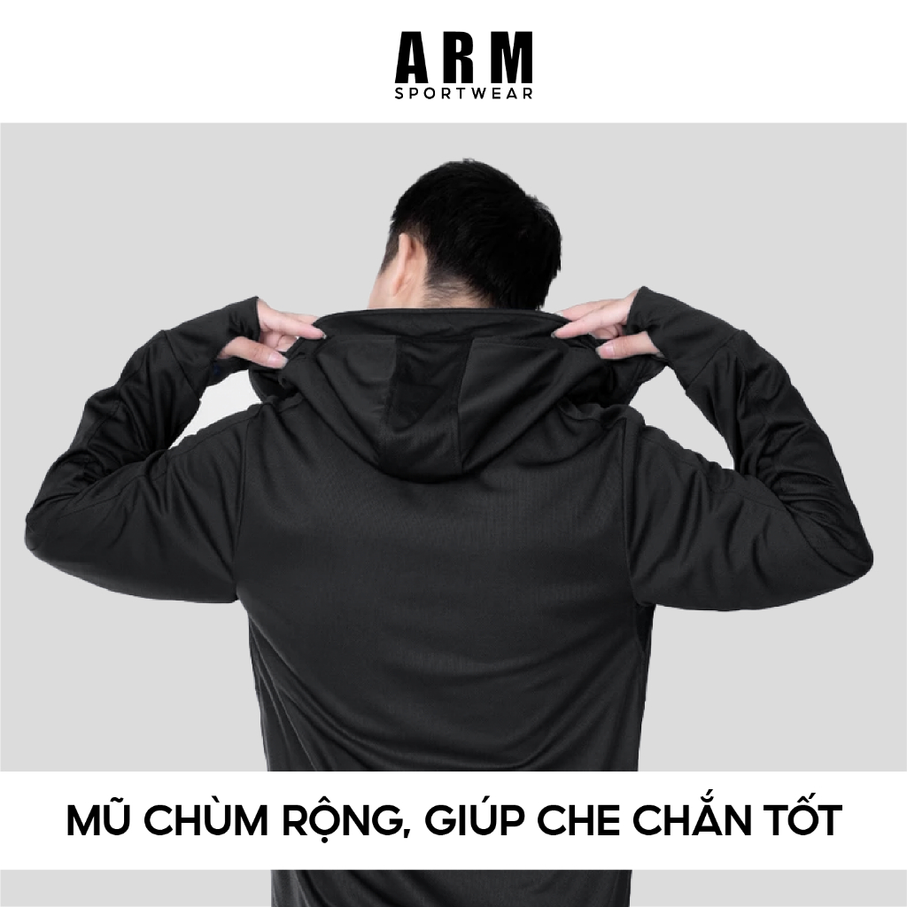 Áo Chống Nắng Nam Nữ 2 lớp ARM Chất Liệu Thông Hơi Thoáng Khí, Khóa Kéo Mũ Trùm Kín Mặt Chống Tia UV