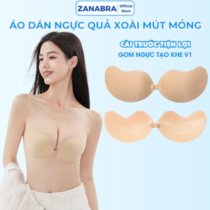 Áo Dán Nâng Ngực, Miếng Dán Ngực Cài Trước Giúp Tạo Khe, Áo Bra Dán Silicon Hình Xoài ZANABRA D0129