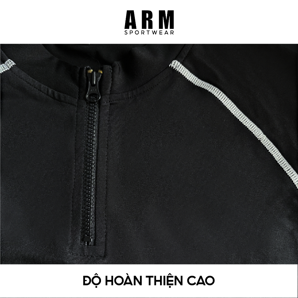 Combo 2 Áo Thể Thao Nam Cộc Tay ARM Tập Gym, Chạy Bộ, Áo cổ trụ kéo khóa, thoáng khí co giãn 4 chiều