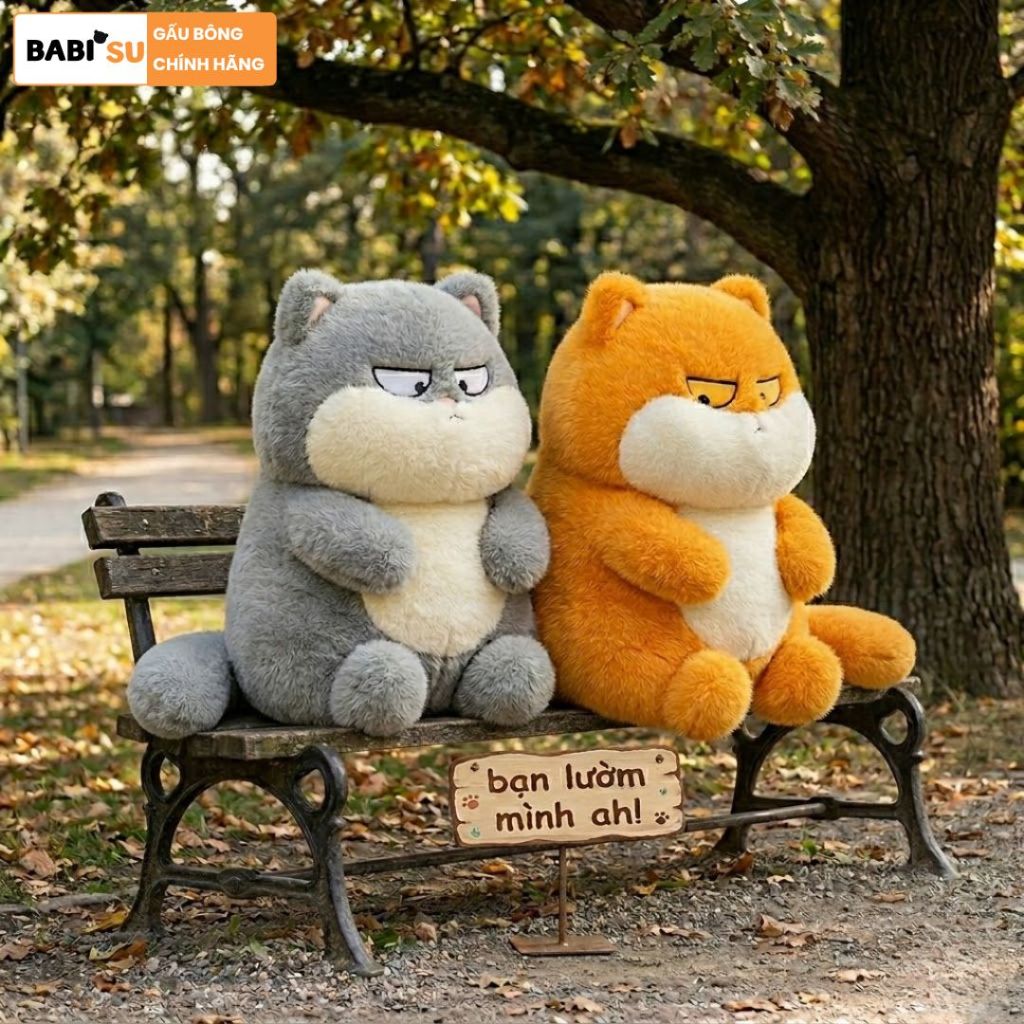 Gấu Bông Mèo Béo Ú Mắt Lườm Biểu Cảm Vô Tri Đáng Yêu, Thú Nhồi Bông Mèo Mập Tròn Mềm Mại Ôm Ngủ Cực Cưng