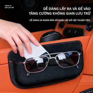 SEAMETAL Hộp Đựng Kính Mắt Xe Ô Tô Dán Keo Đa Năng Chất Liệu Da Bền Mặt Lắp Đặt Dễ Dàng