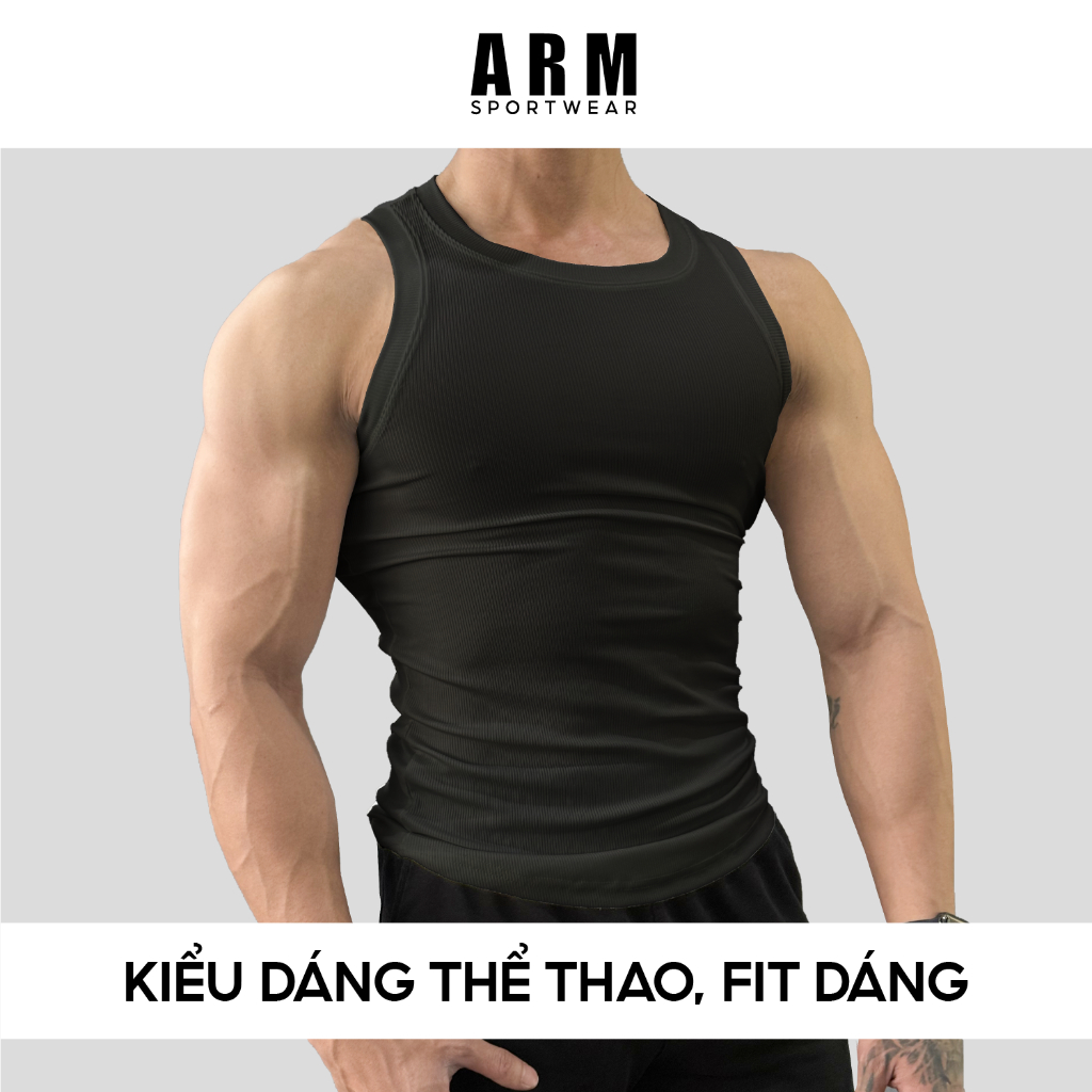 Áo Ba Lỗ Thun Tăm ARM, Áo Thun Thể Thao ôm body tập gym, chạy bộ thoáng khí, vận động thoải mái
