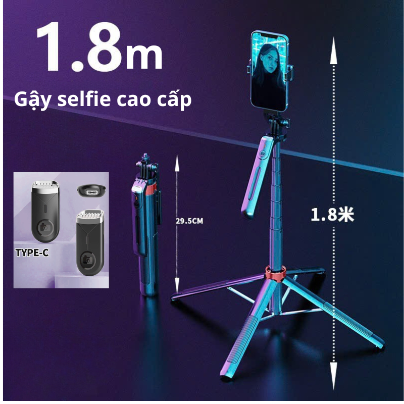 Gậy chụp ảnh 4 chân  aleiter P185/195 Dài 1m8 Gậy chụp ảnh Bluetooth chống rung quay phim chụp ảnh