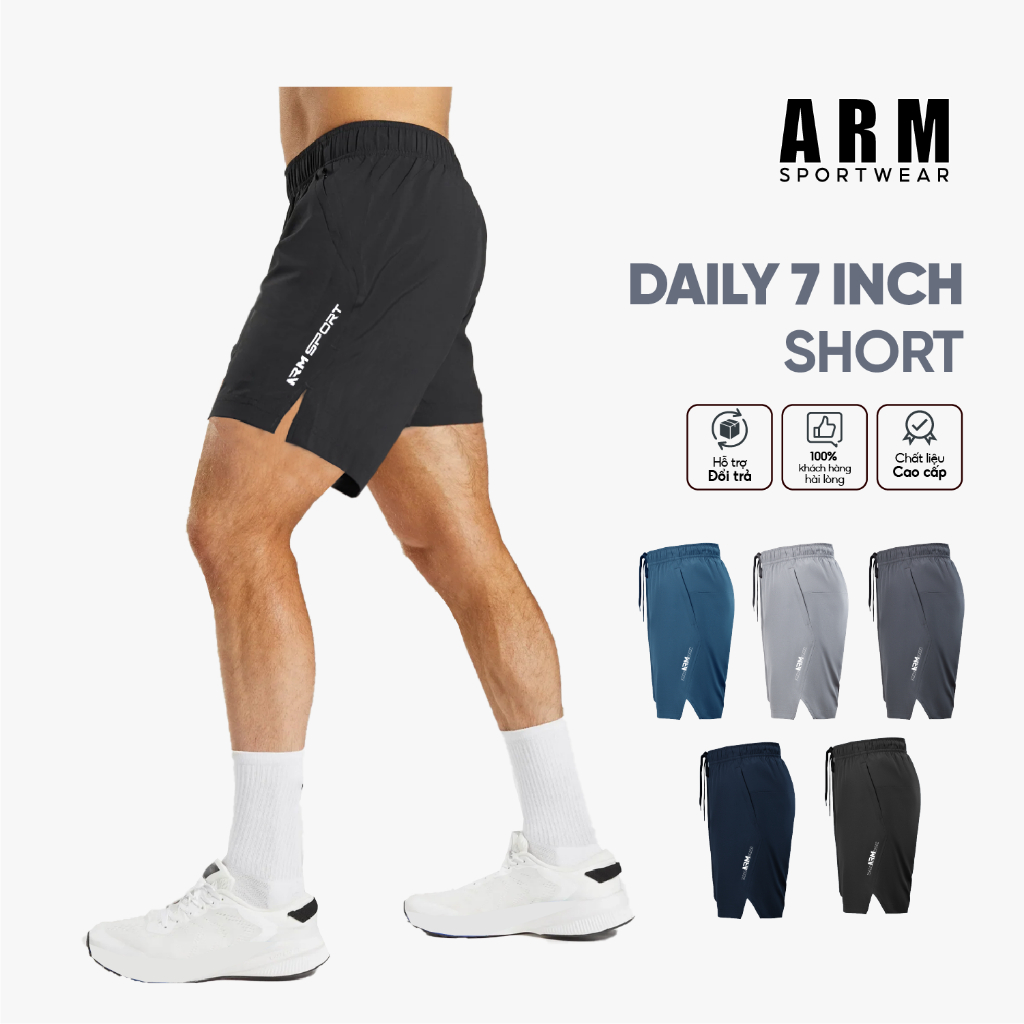 Quần Tập Gym Nam ARM 7 Inch Daily Short siêu nhẹ, quần thể thao nam chạy bộ, vận động thoải mái