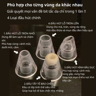 Máy hút mụn đầu đen chuyên nghiệp - Làm sạch sâu, da sáng mịn, giảm dầu nhờn, se khít lỗ chân lông, sạc USB