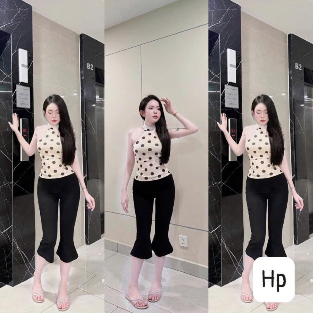 CC3- (DAEL MỞ BÁN) sét kiểu thun bozip họa tiếc chấm bi, và hình thật (38-57kg) Nữ Women Top
