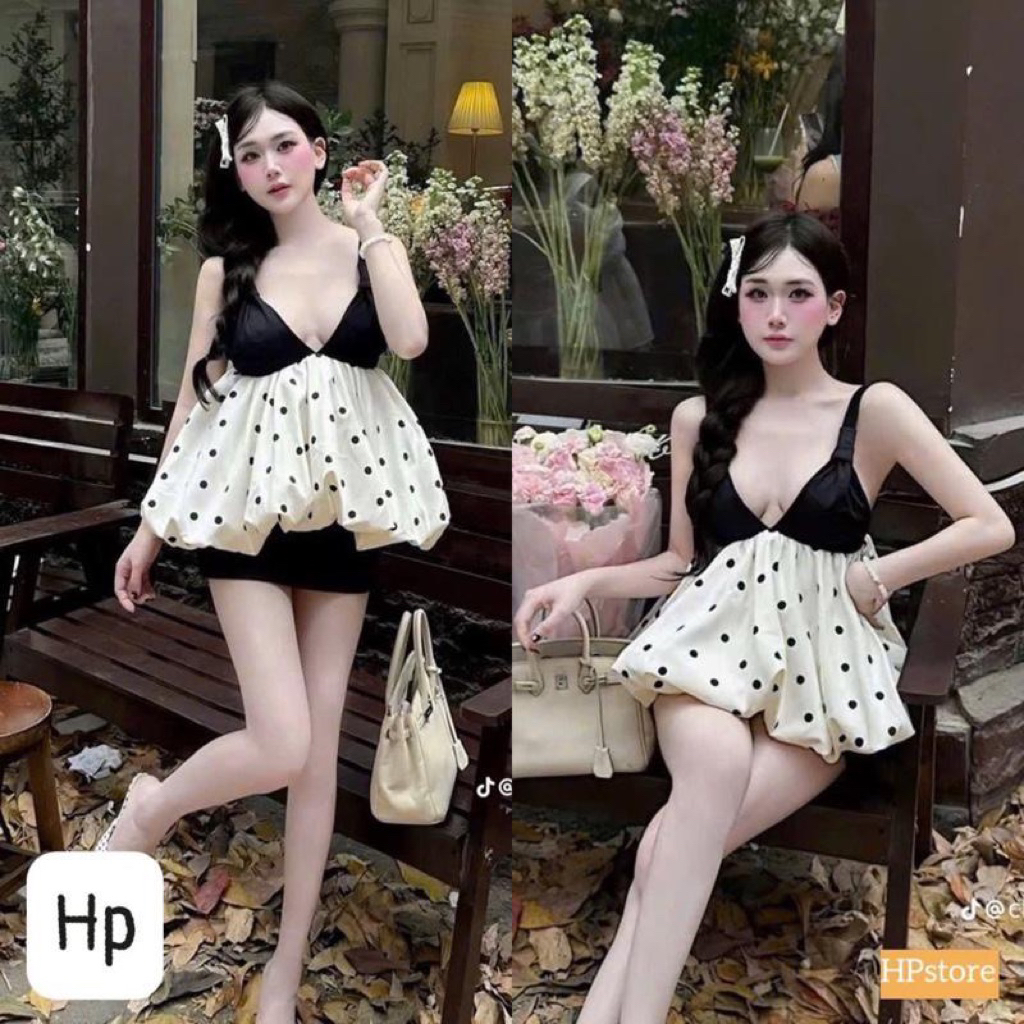 CC3- (DAEL MỞ BÁN) sét kiểu thun bozip họa tiếc chấm bi, và hình thật (38-57kg) Nữ Women Top