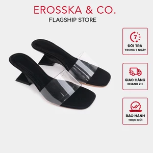 EROSSKA - Dép cao gót quai trong mũi vuông gót nhọn kiểu dáng basic mùa hè màu đen - EM159