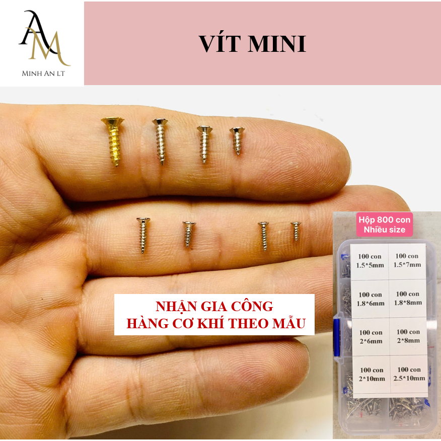 (500 con) Vít Mini (M1.5 | M1.7 | M2.0 | M2.5 | M3.0), Vít Bắt Gỗ, Nhựa ...