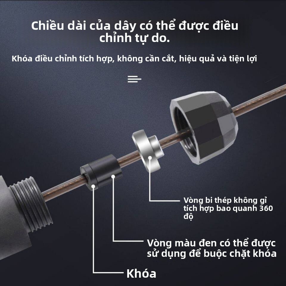 Dây nhảy thể lực đàn hồi 3m lõi thép hỗ trợ luyện tập thể dục, thể thao tiện lợi tại nhà
