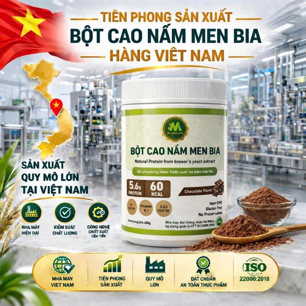 [MUA 1 TẶNG 4] Bột Cao Nấm Men Bia Vị Chocolate – Protein tăng năng lượng, Vitamin Nhóm B (B1, B2, B3, B5, B6, B9)