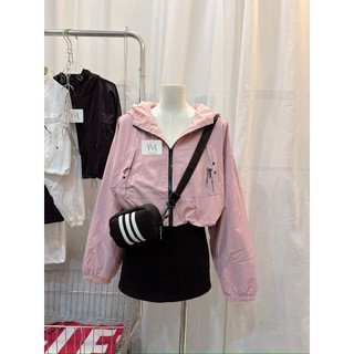 Áo khoác gió nữ croptop có mũ | dù nhăn chống nắng | form rộng kháng nước