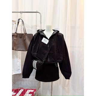 Áo khoác gió nữ croptop có mũ | dù nhăn chống nắng | form rộng kháng nước