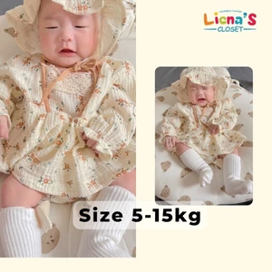 Váy Xô Muslin Cổ Ren Cao Cấp Cho Bé Gái 1-2 Tuổi