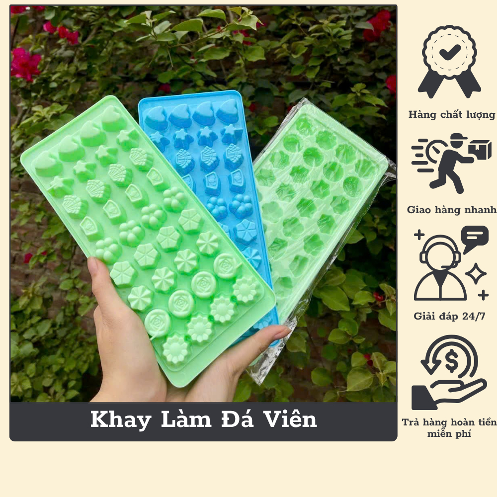 [Combo 2 Khay] Khay Làm Đá Viên Tủ Lạnh,Thạch Rau Câu, Chocolate, Kẹo Dẻo Nhiều Hình 36 Ô - MN033 bé