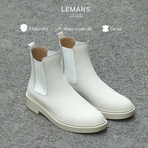 The Diamond Classic Chelsea Boot Nubuck LEMANS CBT88, đế đúc cao su màu Tan hạt kim cương cao 4cm, BH 24 tháng