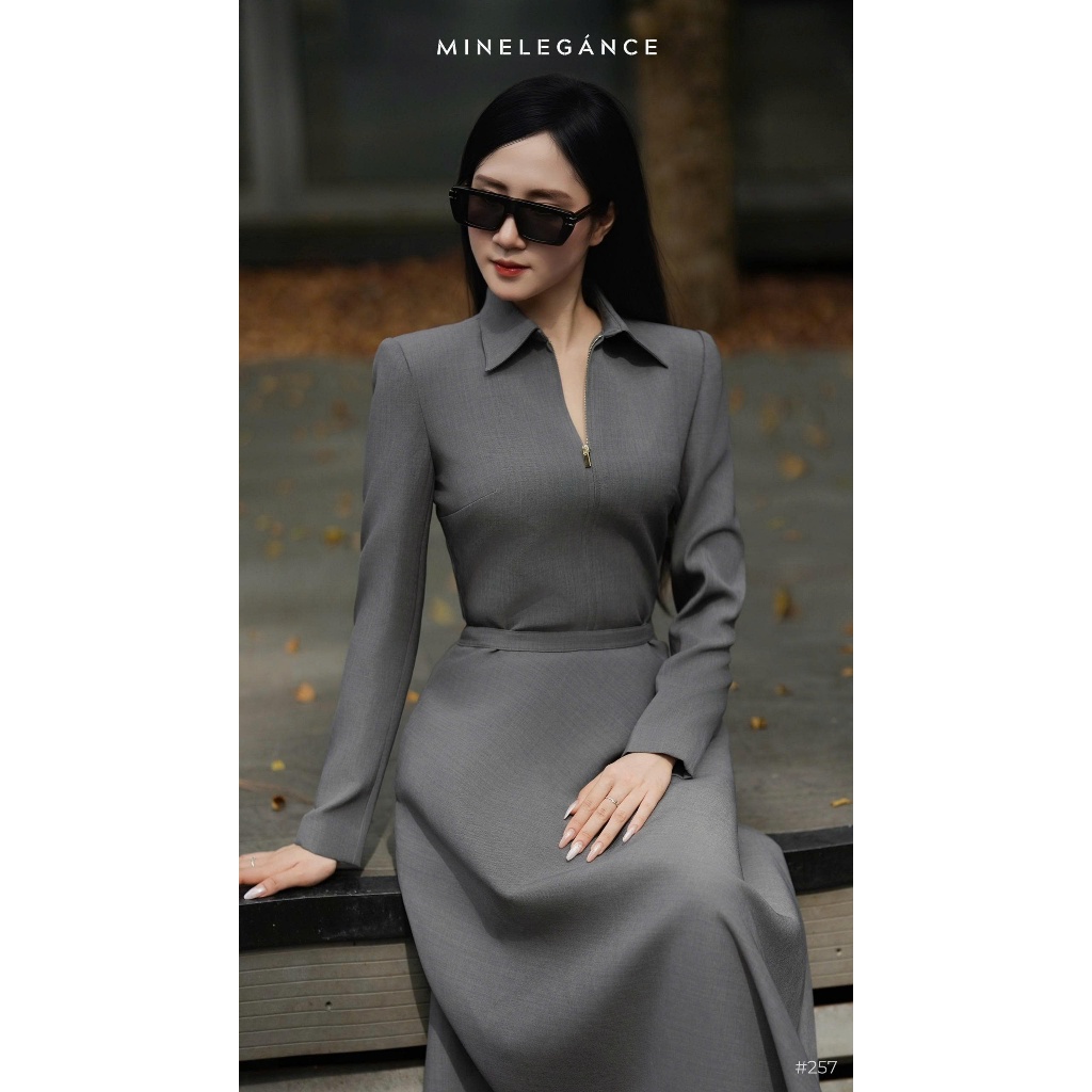 MINELEGÁNCE - ĐẦM XÒE CỔ ĐỨC DÁNG DÀI THANH LỊCH, CÔNG SỞ - MIN257