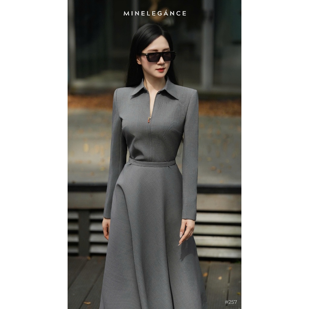 MINELEGÁNCE - ĐẦM XÒE CỔ ĐỨC DÁNG DÀI THANH LỊCH, CÔNG SỞ - MIN257