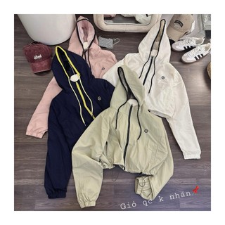 Áo khoác gió nữ croptop có mũ | vải dù nhăn 2 lớp | mặc lên hack dáng cực xinh