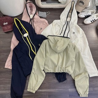 Áo khoác gió nữ croptop có mũ | vải dù nhăn 2 lớp | mặc lên hack dáng cực xinh