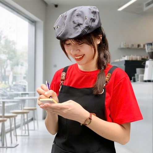 Nón Beret Đồng Phục Bếp Nhà Hàng, Quán Ăn – Nhiều Màu, Có Bo Chun Sau, Dễ Đội Gọn Gàng