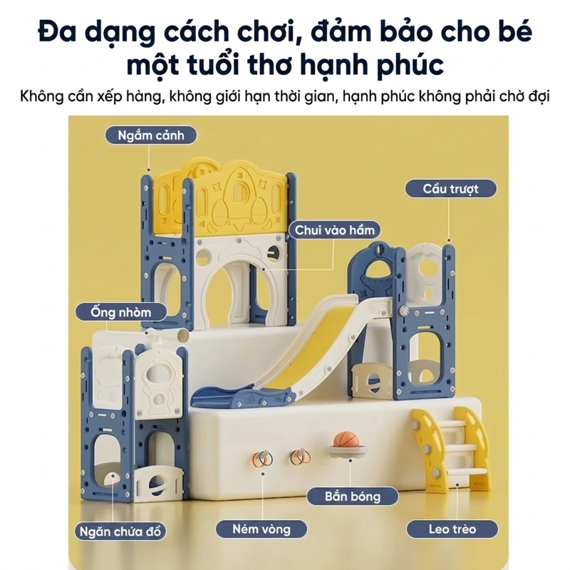 Cầu Trượt Cho Bé Trai Bé Gái Gấp Gọn Tiện Lợi - Máng Trượt Mở Rộng Chống Lật Chất Liệu An Toàn Không Mùi Bảo Hành 1 Năm