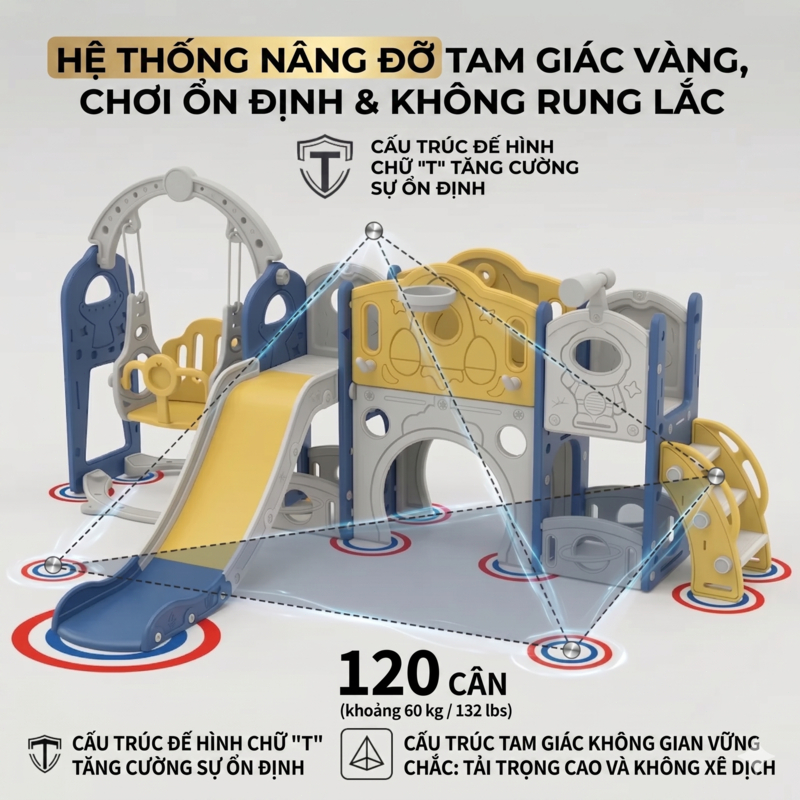 Cầu Trượt Cho Bé Trai Bé Gái Gấp Gọn Tiện Lợi - Máng Trượt Mở Rộng Chống Lật Chất Liệu An Toàn Không Mùi Bảo Hành 1 Năm