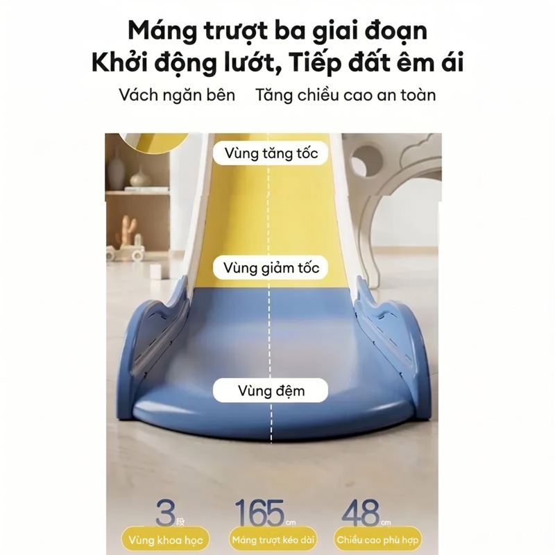 Cầu Trượt Cho Bé Trai Bé Gái Gấp Gọn Tiện Lợi - Máng Trượt Mở Rộng Chống Lật Chất Liệu An Toàn Không Mùi Bảo Hành 1 Năm