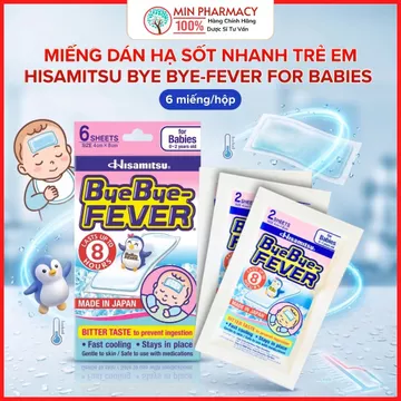 Miếng dán hạ sốt nhanh trẻ em Hisamitsu Bye Bye-Fever for babies (byebye fever) (6 miếng/hộp) - Minpharmacy