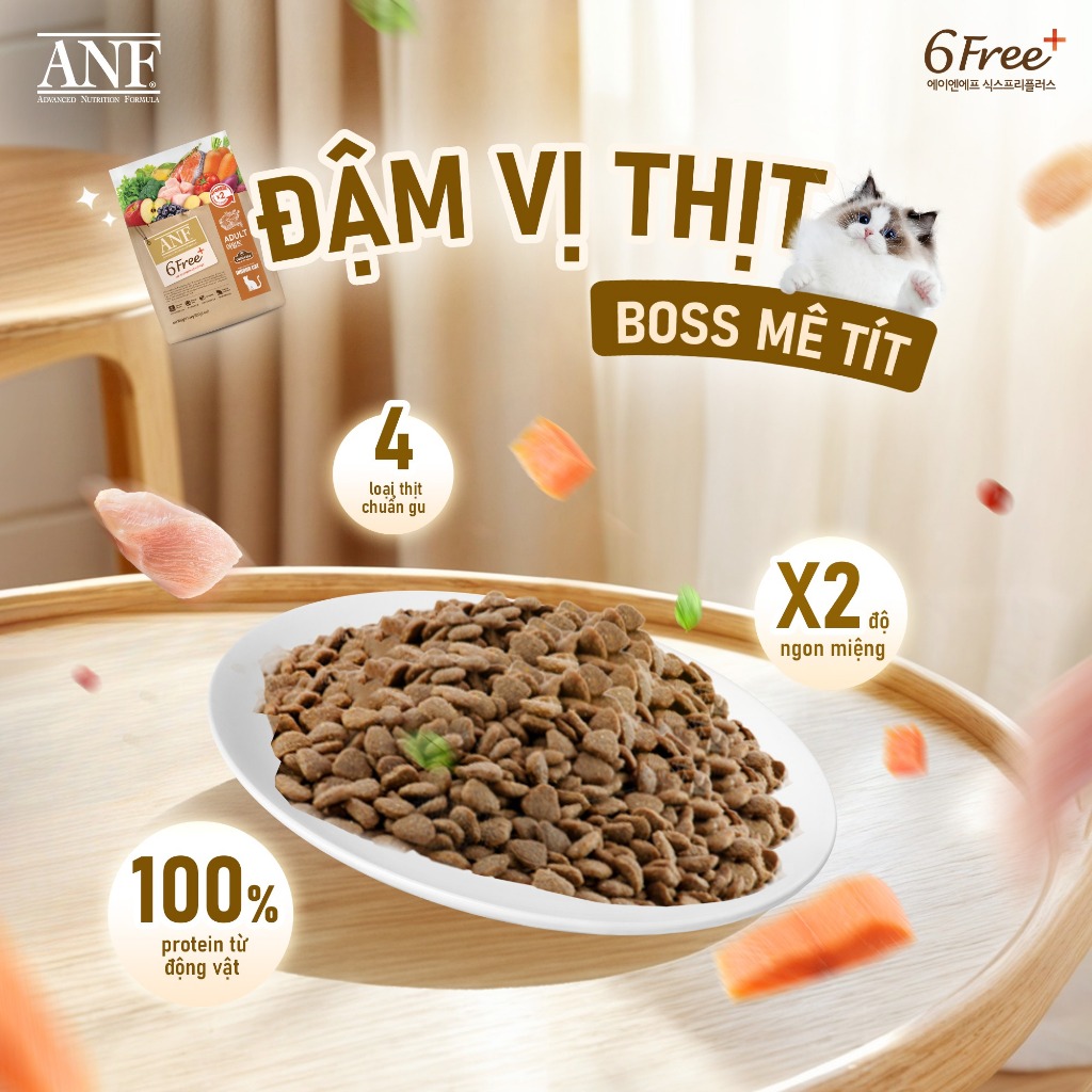 [BẢN NÂNG CẤP X2 TIẾT KIỆM] Thức ăn hạt hữu cơ Cho Mèo ANF 6 FREE+ 5.6KG nhập khẩu Hàn Quốc