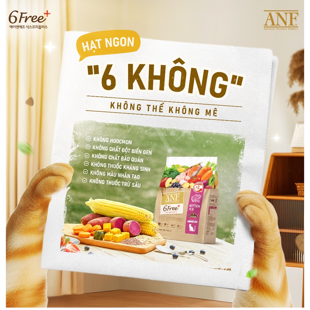 [400GRAM|ƯU ĐÃI] Thức ăn hạt hữu cơ Cho Mèo Nhỏ/Mèo Trưởng Thành ANF 6 FREE ADULT