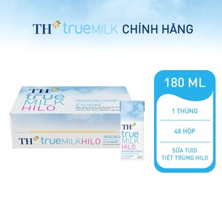 Thùng 48 hộp sữa tươi tiệt trùng TH true MILK HILO vị tự nhiên 180 ml (180 ml x 48)