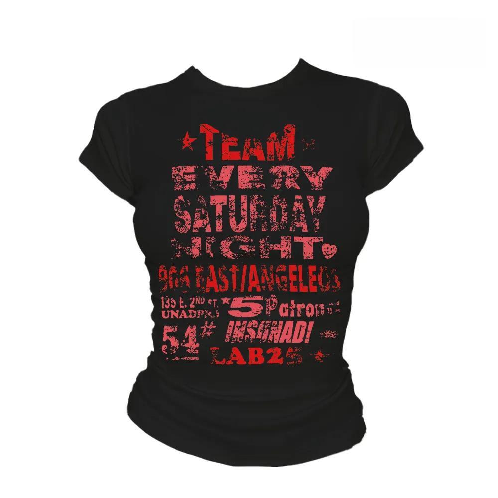 BOOM Áo Baby Tee Nữ Cotton Ôm Body-Áo Thun Ngắn Tay Y2K In Hình PhongCách Mùa Hè, Cổ Tròn Hàng Đầucách hàn quốc phongQ03