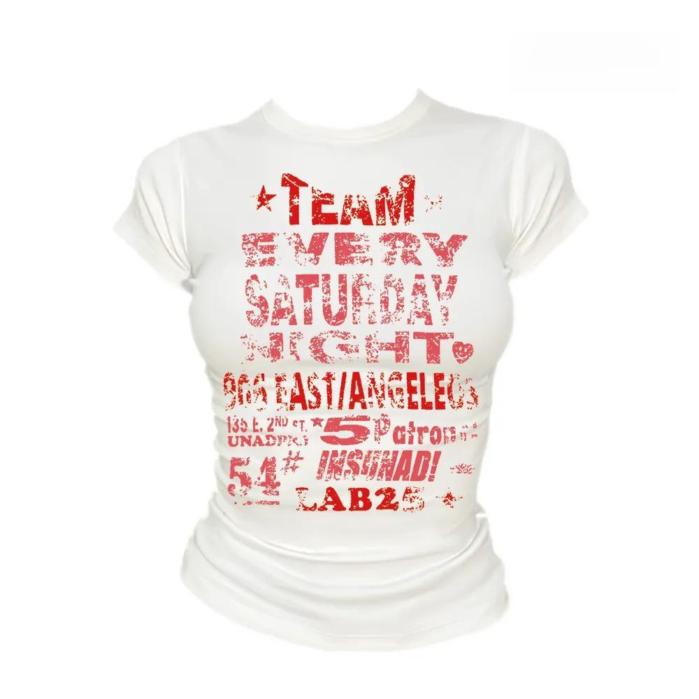 BOOM Áo Baby Tee Nữ Cotton Ôm Body-Áo Thun Ngắn Tay Y2K In Hình PhongCách Mùa Hè, Cổ Tròn Hàng Đầucách hàn quốc phongQ03