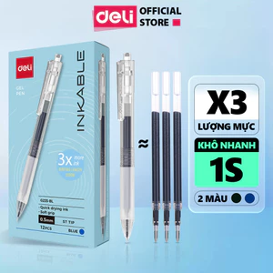 Bút Gel Deli EG235 Nhanh Khô Ngòi 0.5mm Viết Trơn Tru Có Đệm Tay Lượng Mực Lớn Cho Học Sinh Văn Phòng