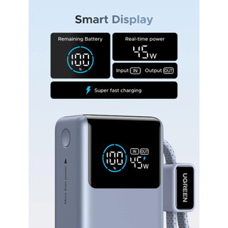 Sạc di động UGREEN PB727 55W | Có màn hình & cáp USB-C | 10000mAh | Bảo hành 18 tháng 1 đổi 1 | 75701B