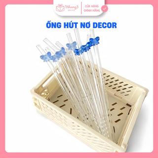 Ống Hút Thủy Tinh Có Nơ – Dễ Thương, An Toàn, Tái Sử Dụng