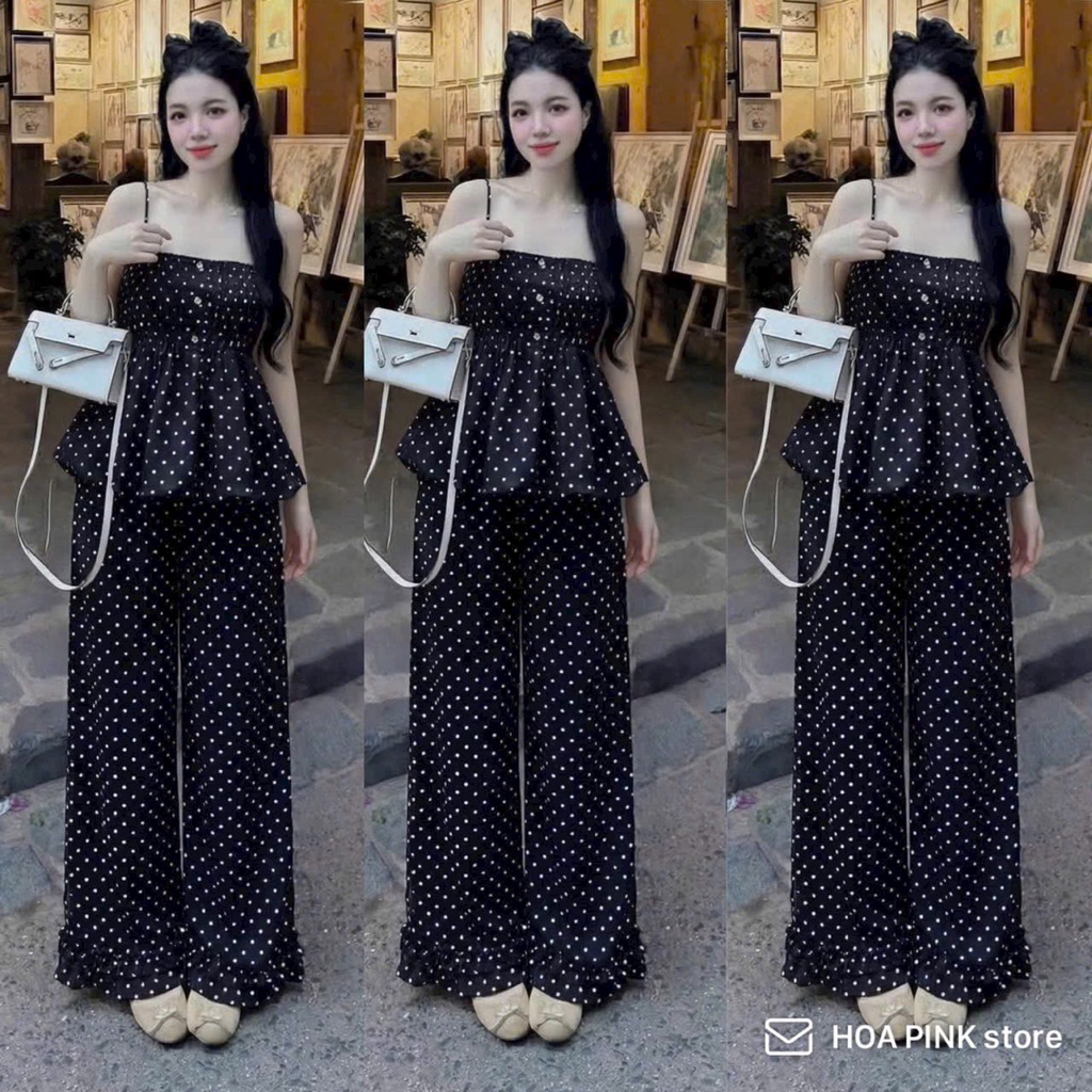LY55- (CÓ HOA TỐC) sét đồ bộ xếp ly nút quần bèo thời trang (38-57kg)