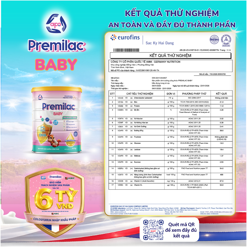 Sữa non Premilac Colosferrin Baby tăng cường đề kháng 800g