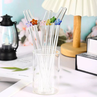 Ống Hút Thủy Tinh Có Nơ – Dễ Thương, An Toàn, Tái Sử Dụng