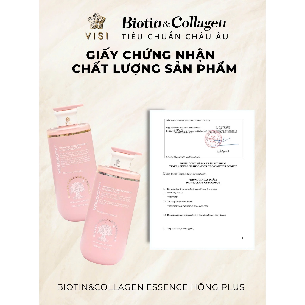 Dầu Gội, Xả Biotin Voudioty Xanh Essence Giảm Rụng Tóc, Giúp Mọc Tóc, Phục Hồi Tóc Khô Xơ 500ml
