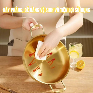 Nồi Nấu Mì Mini Đa Năng, Nồi Lẩu Nhỏ 2 Quai Cao Cấp, Dùng Bếp Ga & Bếp Từ, Tặng Kèm Bộ Muỗng Đũa Tiện Lợi
