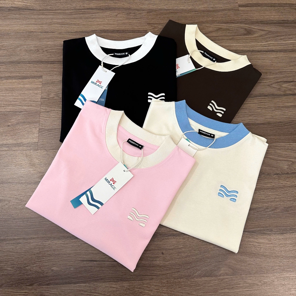 Áo Thun Trơn Phối Viền Xinh Yêu, Chất Cotton Mềm Mịn, Có Kèm Hình Thật.