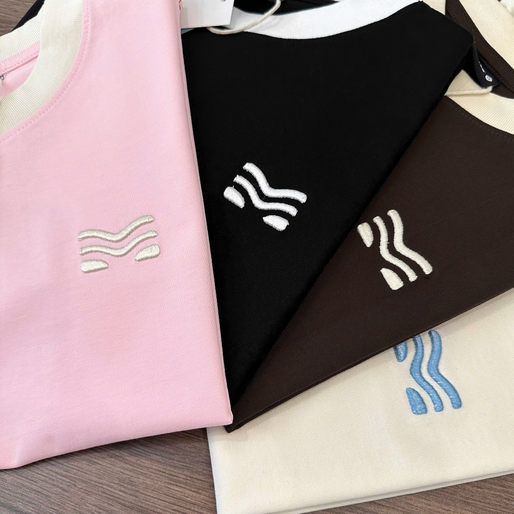 Áo Thun Trơn Phối Viền Xinh Yêu, Chất Cotton Mềm Mịn, Có Kèm Hình Thật.
