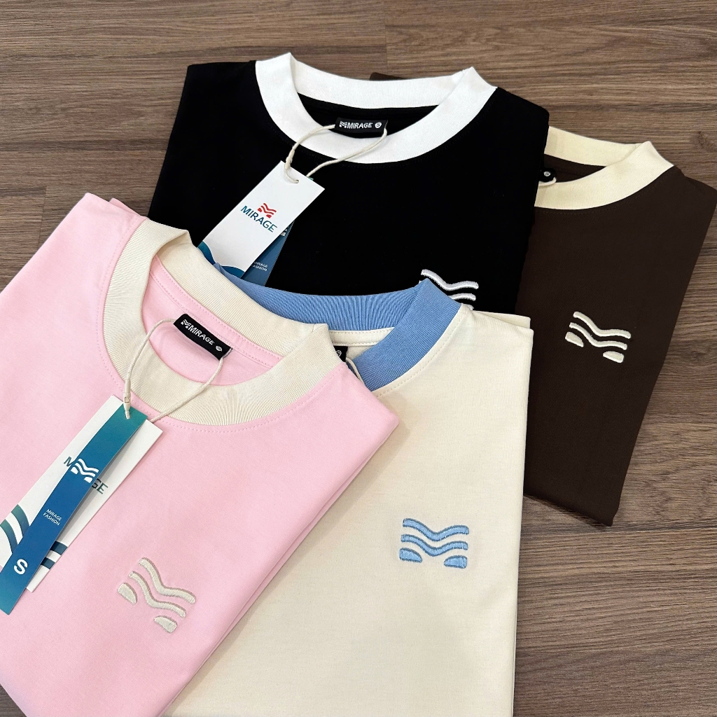 Áo Thun Trơn Phối Viền Xinh Yêu, Chất Cotton Mềm Mịn, Có Kèm Hình Thật.