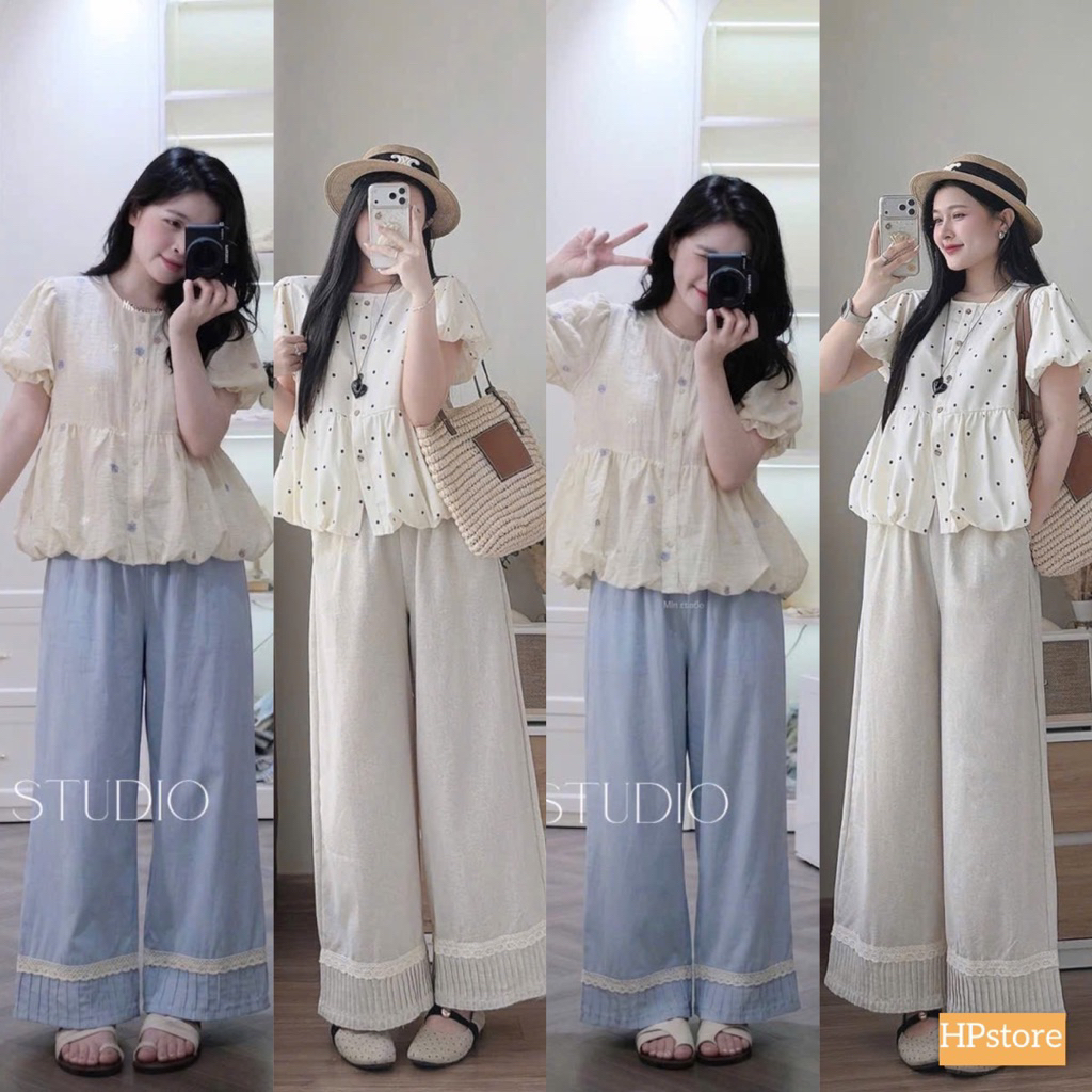 LM5- ( FREESHIP HOẢ TỐC) sét bộ babydoll hoa nhí mix quân đũi xếp ly viền (40-60kg)